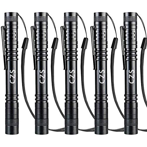 CZS LED Flashlight Penlight 1000 Lumens Battery-Powered Handheld Pen Light Pocket Torch Powered by 2AAA Battery,5 PCS (Battery Not Included) - Image 1
