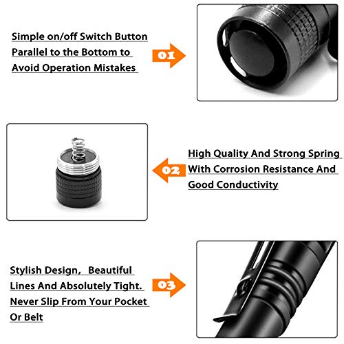 CZS LED Flashlight Penlight 1000 Lumens Battery-Powered Handheld Pen Light Pocket Torch Powered by 2AAA Battery,5 PCS (Battery Not Included) - Image 3