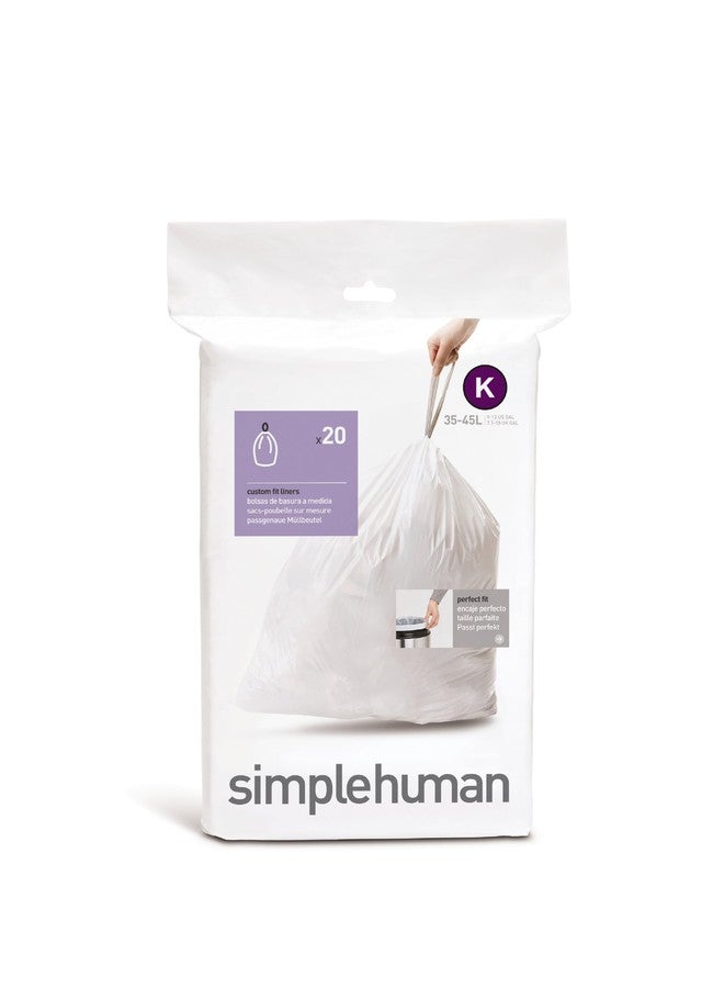 أكياس قمامة مصممة خصيصًا من simplehuman، سعة 38 لترًا / 10 جالونات، 20 كيسًا (عبوة من قطعتين)