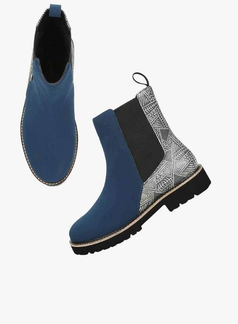 Yoho Blue Blue Comfortable Lightweight Printed Boots for Women | Best Price UAE