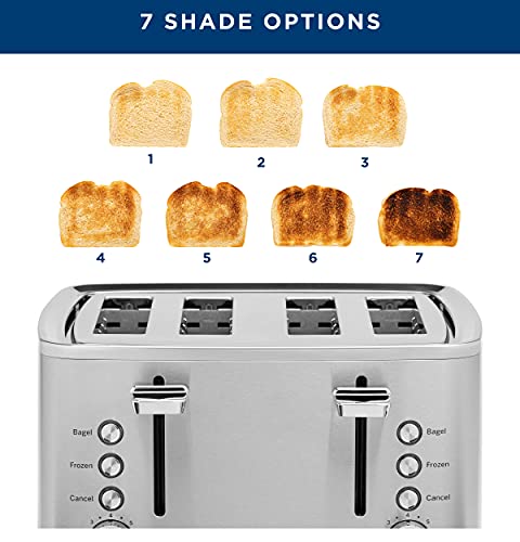GE Stainless Steel 4 Slice Toaster | Extra Wide Slots for Bagels, Breads, Waffles & More | 7 Shade Options | Countertop Kitchen Essentials | 1500 watt - Image 4