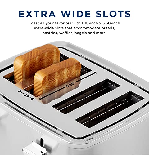 GE Stainless Steel 4 Slice Toaster | Extra Wide Slots for Bagels, Breads, Waffles & More | 7 Shade Options | Countertop Kitchen Essentials | 1500 watt - Image 5