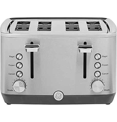 GE Stainless Steel 4 Slice Toaster | Extra Wide Slots for Bagels, Breads, Waffles & More | 7 Shade Options | Countertop Kitchen Essentials | 1500 watt - Image 1