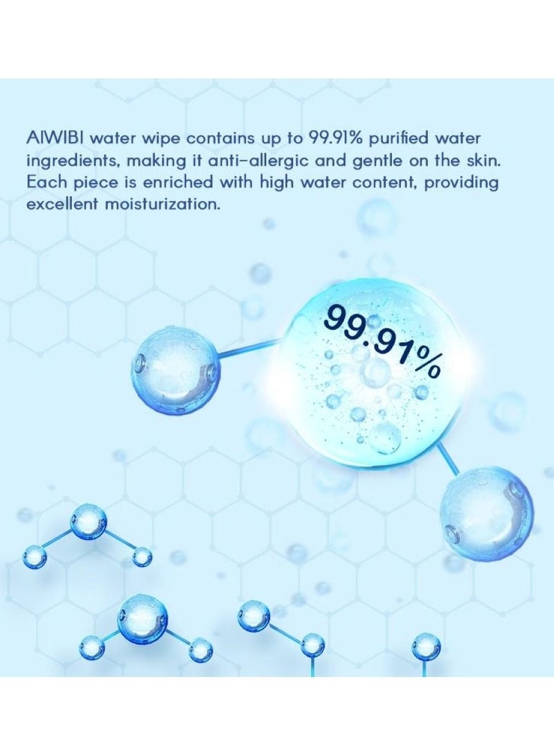 aiwibi 99.91% Pure Water Premium Baby Wet Wipes 3Packs X 80Pcs - Image 4