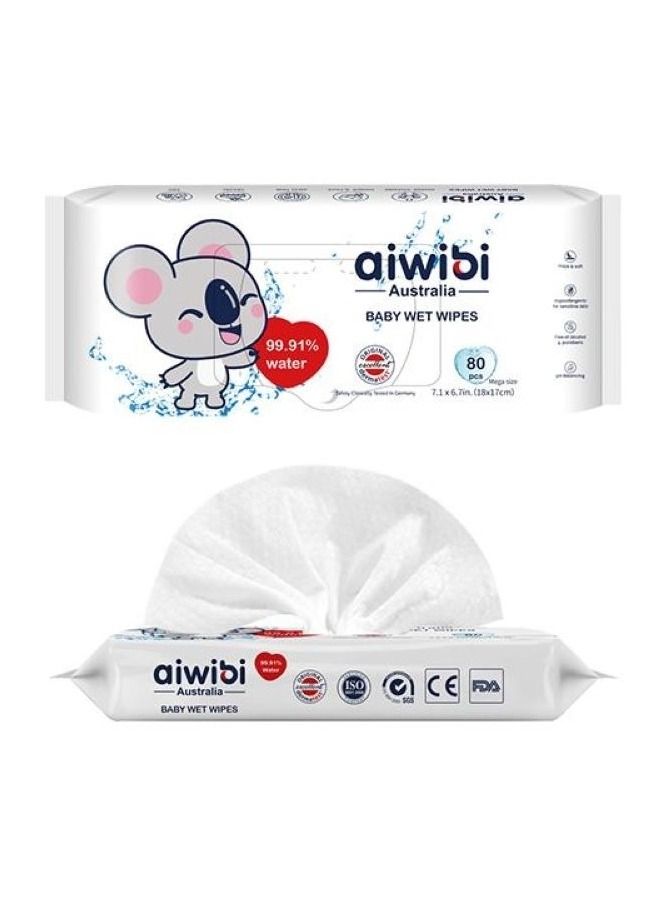 aiwibi 99.91% Pure Water Premium Baby Wet Wipes 3Packs X 80Pcs - Image 2