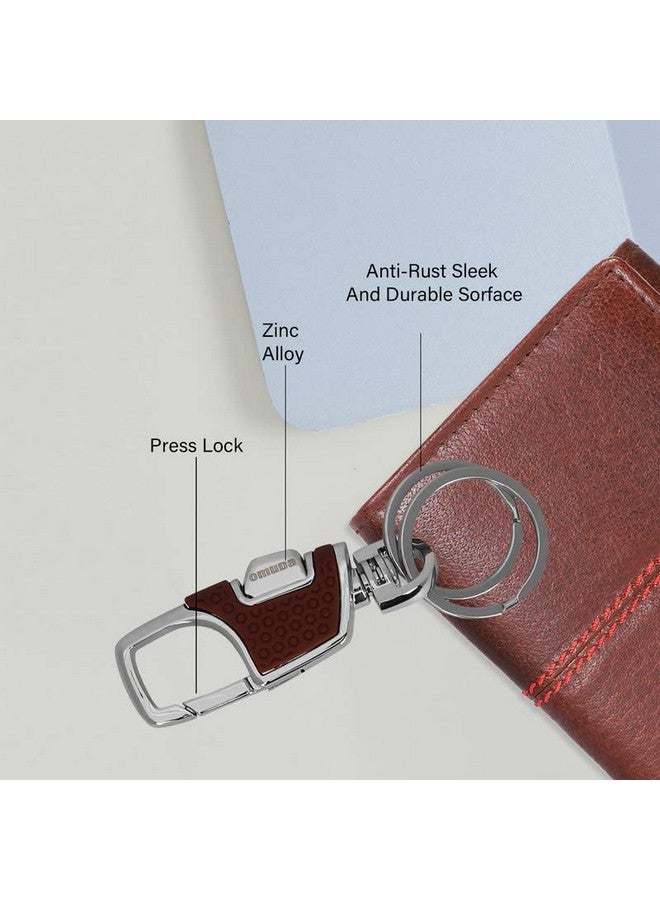 omuda Premium and Stylish Hook Locking Metal Key Chain for Men & Women & for Gift (M-3718 Brown) - Image 2