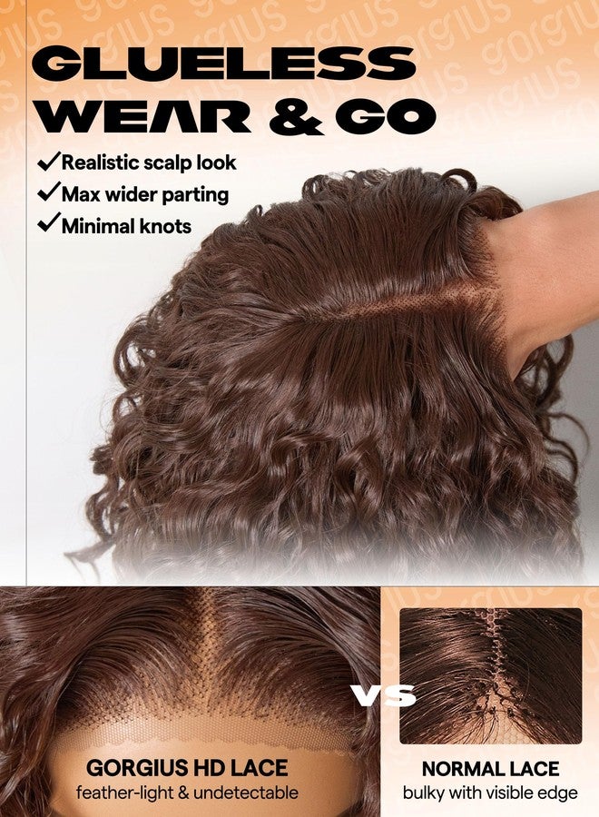 GORGIUS Dark Auburn Curly Lace Front Wigs Glueless Synthetic Wig Upgraded with Premium Human-Hair-Like Fiber Pre Cut Pre Plucked Hairline 20 Inch - Image 3