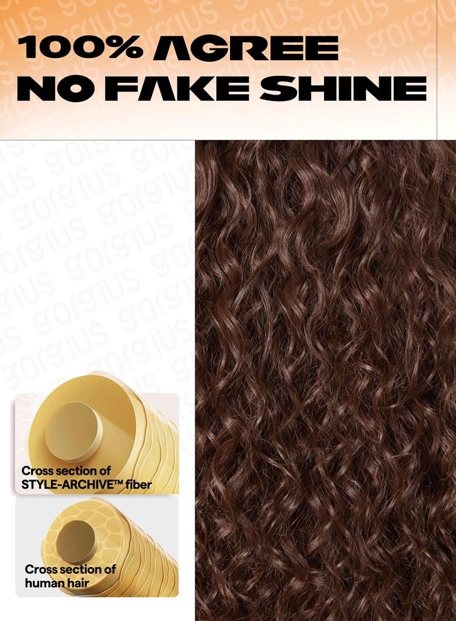 GORGIUS Dark Auburn Curly Lace Front Wigs Glueless Synthetic Wig Upgraded with Premium Human-Hair-Like Fiber Pre Cut Pre Plucked Hairline 20 Inch - Image 5