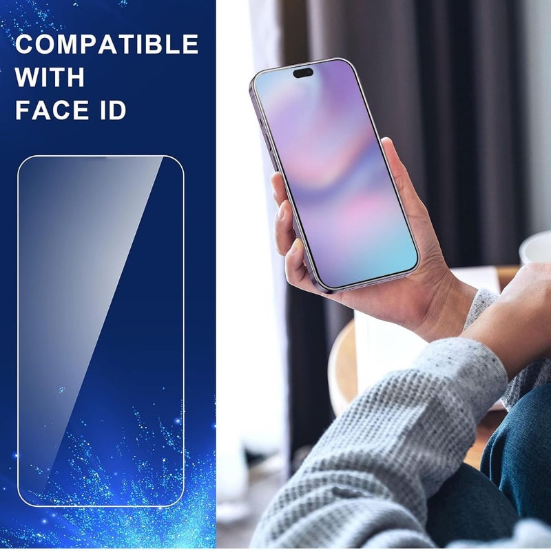 ImpactStrong 3-Pack Shatterproof Tempered Glass Screen Protector for iPhone 15 Pro [Easy Installation Frame] [Bubble Free] [9H Hardness] [Full Coverage] Case Friendly, 6.1 Inch - Image 5