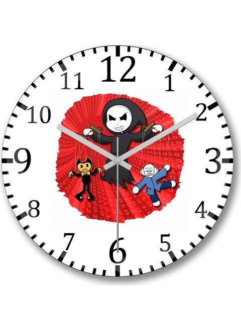 Print Shop Toddyn Bendy Sans Puppet Red Wall Clock Curved Real Glass