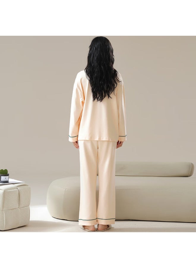 LANG SHA Langsha Women's Pajamas, Spring And Autumn, Pure Cotton, 7a Antibacterial And Mite-resistant, Long-sleeve Collared Set, Simple And Wearable Outside, Home Wear, New Autumn Collection - Image 2