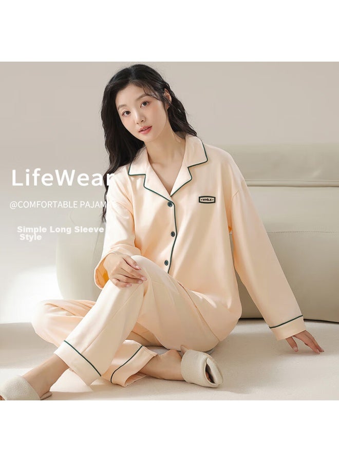 LANG SHA Langsha Women's Pajamas, Spring And Autumn, Pure Cotton, 7a Antibacterial And Mite-resistant, Long-sleeve Collared Set, Simple And Wearable Outside, Home Wear, New Autumn Collection - Image 5