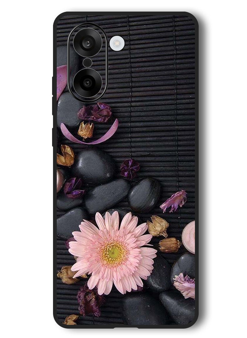 Theodor Case Compatible with OnePlus Nord CE 5 6.77 Inch Protection Shockproof Bumper Cover Flowers & Stones - Image 1