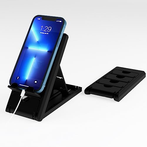 STRIFF Smartphone Stand, Tabletop, Foldable, Mobile Phone Stand, Tablet Stand, Smartphone Holder, Adjustable Height, Anti-Slip, Lightweight, Compact, Portrait and Horizontal, Easy to Carry(Black) - Image 1