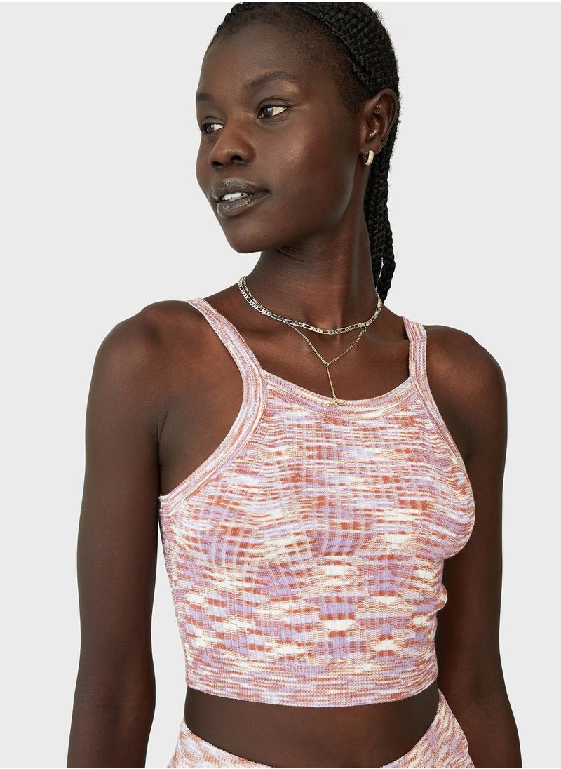 Spacedye Cutaway High Neck Crop Top