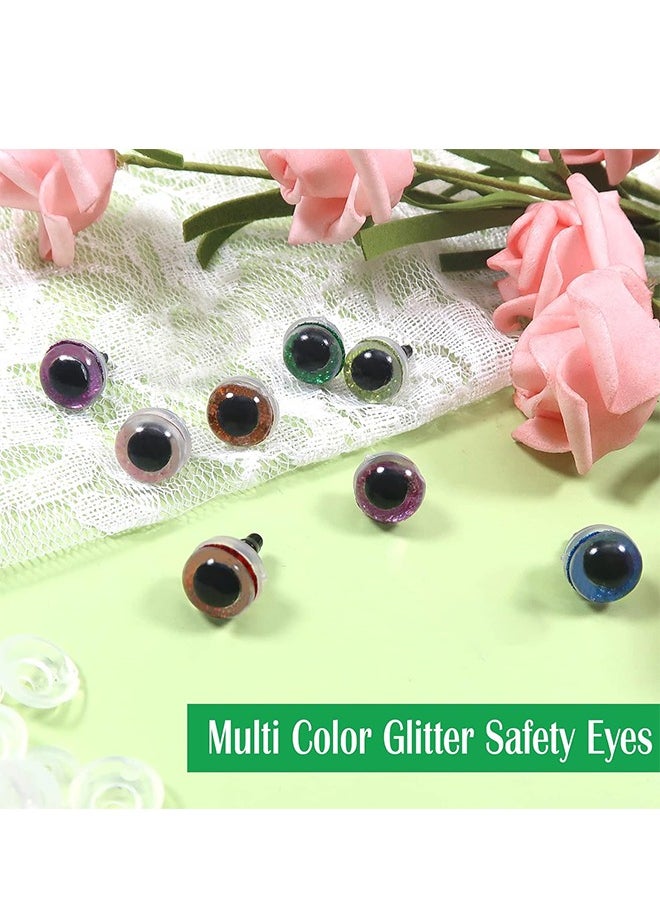 null - Doll Eyes with Washers, 60 Pcs Plastic Safety Crochet Eyes and 60 Pcs Glitter Paper Circles and 60 Pcs Washers, for Crochet Crafts Washer Assorted Sizes for Doll, Plush Animal and Teddy Bear Puppet - Image 1
