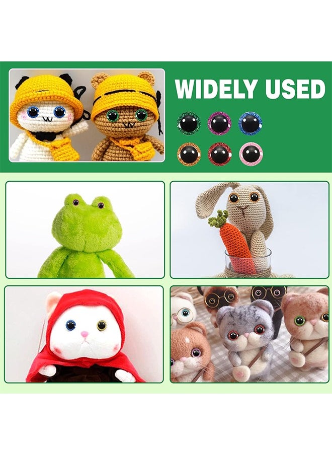 null - Doll Eyes with Washers, 60 Pcs Plastic Safety Crochet Eyes and 60 Pcs Glitter Paper Circles and 60 Pcs Washers, for Crochet Crafts Washer Assorted Sizes for Doll, Plush Animal and Teddy Bear Puppet - Image 1