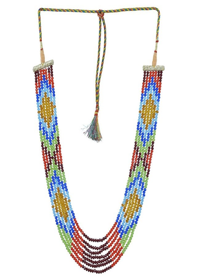 Memoir Colourful Quartz 42 Inch seven strand Yellow Diamond pattern, designer shaded precison crafted expandable Necklace for Women - Image 3