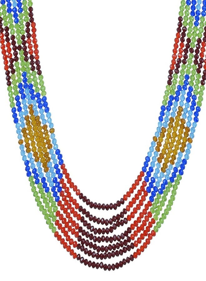 Memoir Colourful Quartz 42 Inch seven strand Yellow Diamond pattern, designer shaded precison crafted expandable Necklace for Women - Image 2