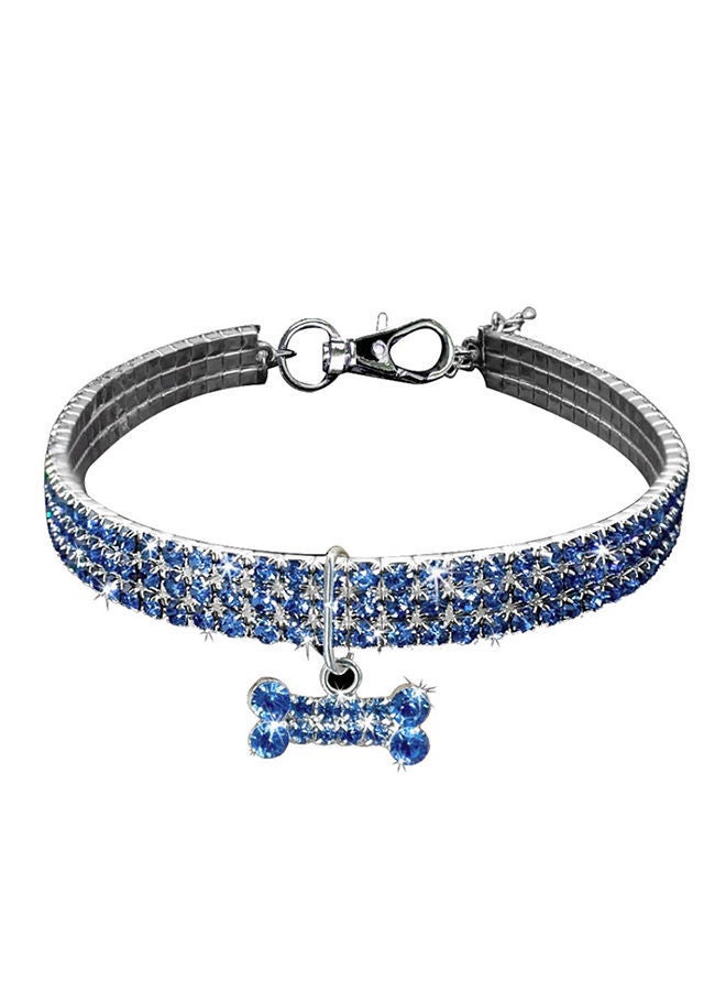 NIBEMINENT Rhinestones Bone Pendant Puppy Dog Collar Necklace Blue 