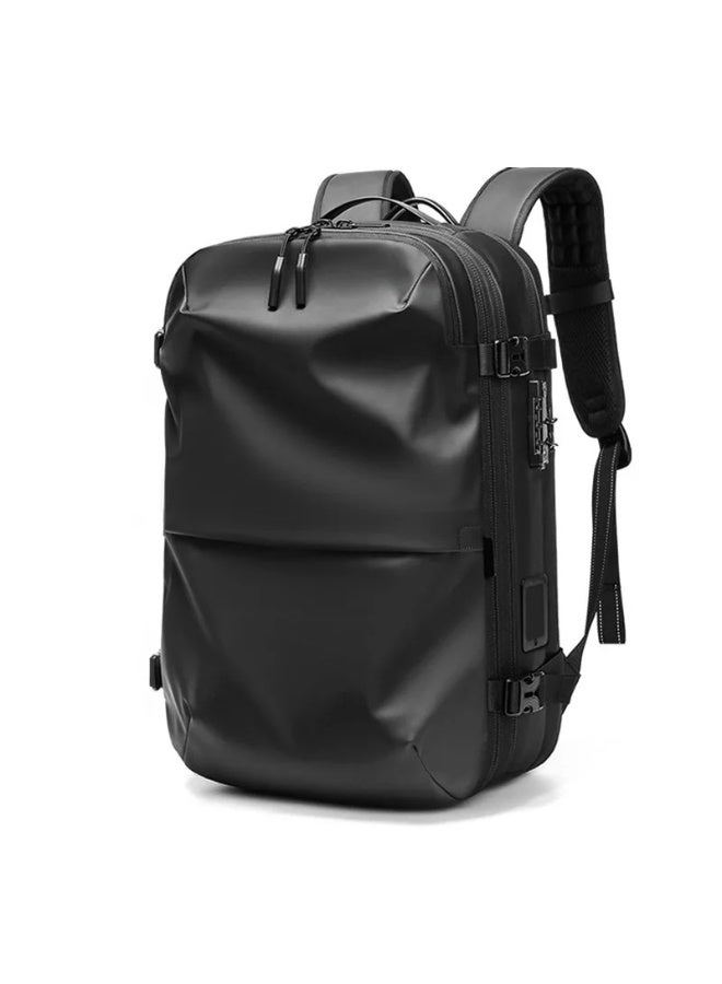 زر واحد فراغ الأعمال حقيبة الظهر للرجال السفر حقيبة الكمبيوتر المحمول + 5 سم قابلة للتوسع مقاومة للماء