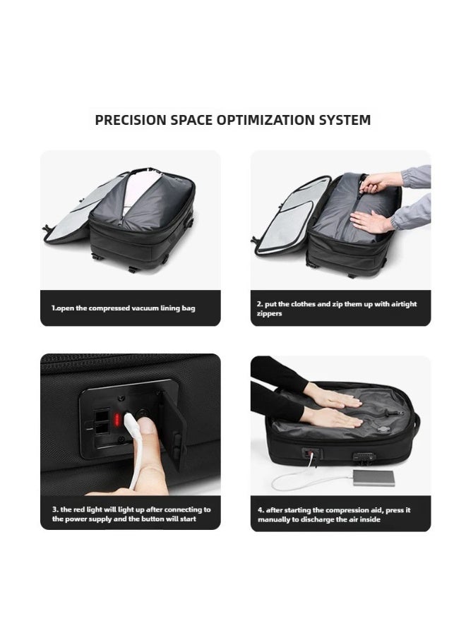 LIGHTGO One Button Vacuum Business Backpack For Men Travel Laptop Bag +5in Expandable Water Resistant - Image 3