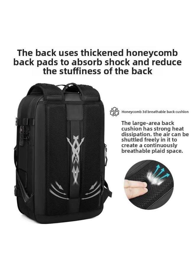 LIGHTGO One Button Vacuum Business Backpack For Men Travel Laptop Bag +5in Expandable Water Resistant - Image 5