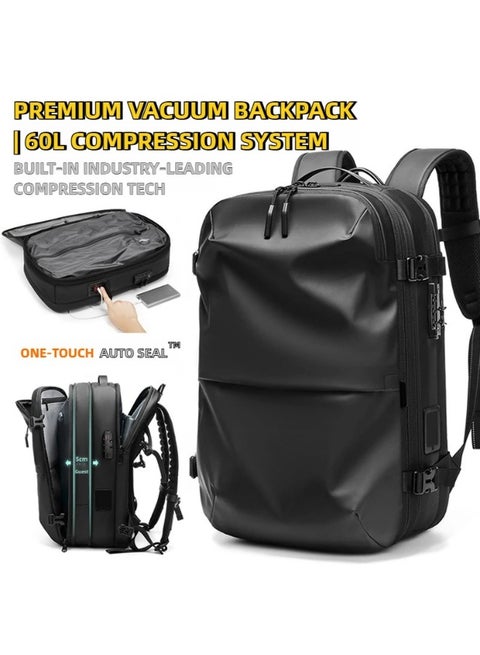 زر واحد فراغ الأعمال حقيبة الظهر للرجال السفر حقيبة الكمبيوتر المحمول + 5 سم قابلة للتوسع مقاومة للماء