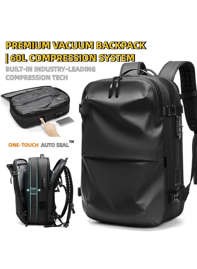 LIGHTGO One Button Vacuum Business Backpack For Men Travel Laptop Bag +5in Expandable Water Resistant - Image 1