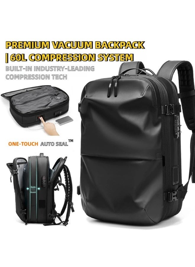 خفيفة الذهاب الأمتعة زر واحد فراغ الأعمال حقيبة الظهر للرجال السفر حقيبة الكمبيوتر المحمول + 5 سم قابلة للتوسع مقاومة للماء - Image 2