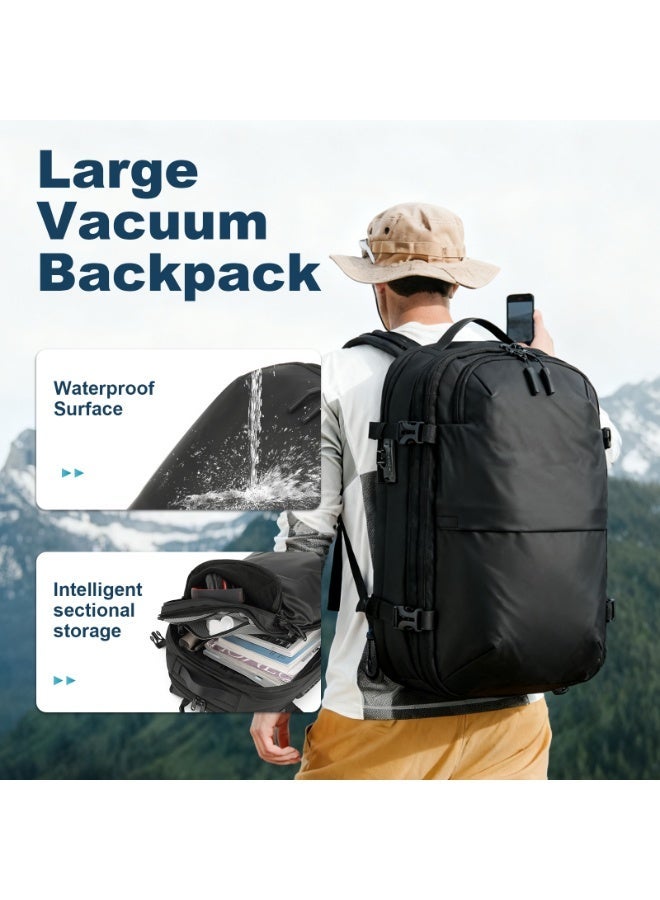 خفيفة الذهاب الأمتعة زر واحد فراغ الأعمال حقيبة الظهر للرجال السفر حقيبة الكمبيوتر المحمول + 5 سم قابلة للتوسع مقاومة للماء - Image 1