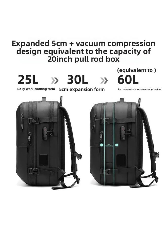 خفيفة الذهاب الأمتعة زر واحد فراغ الأعمال حقيبة الظهر للرجال السفر حقيبة الكمبيوتر المحمول + 5 سم قابلة للتوسع مقاومة للماء - Image 5