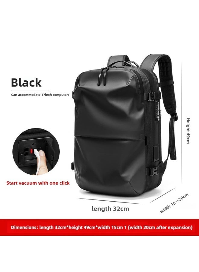 خفيفة الذهاب الأمتعة زر واحد فراغ الأعمال حقيبة الظهر للرجال السفر حقيبة الكمبيوتر المحمول + 5 سم قابلة للتوسع مقاومة للماء - Image 3