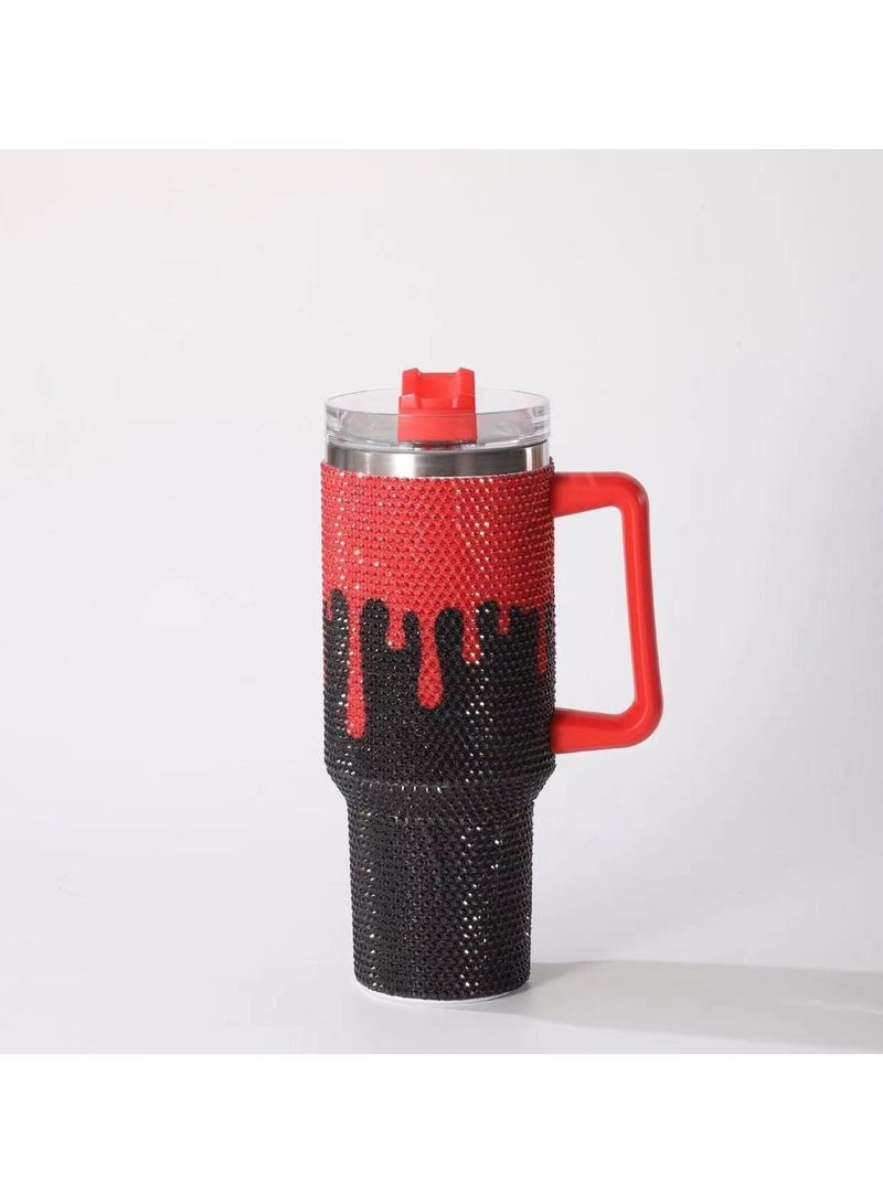 AZAD Halloween Pumpkin Tumbler Diamond Embroidery Water Bottle 40 OZ Stainless Steel Vaccum Cup DIY Handmade Mosaic Craft Gift