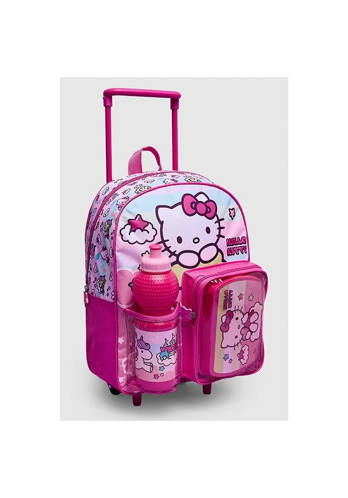 أر أند بي 3 Pack Hello Kitty Print Trolley Backpack Set - 12"