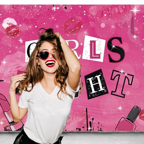 CGXINS Pink Girls Night Themed Party Props Lipstick Cosmetic Mean Girls Party Photo Backdrop 7x5ft Polyester Ladies Night for Adults Women Photography Background - Image 3