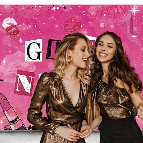 CGXINS Pink Girls Night Themed Party Props Lipstick Cosmetic Mean Girls Party Photo Backdrop 7x5ft Polyester Ladies Night for Adults Women Photography Background - Image 4