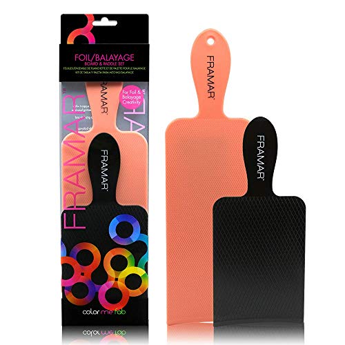 FRAMAR Balayage Board and Paddle Set - Long & Short Foil Board For Highlights, Highlighting Board, Textured Surface Improves Grip, Faster, Smoother Workflow, Curved for Closer-to-Head Use â€“ 2 Pack - Image 1