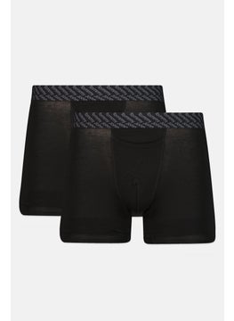 Men 2 Pieces 8 Inseam Brand Logo Boxer Beirfs, Black
