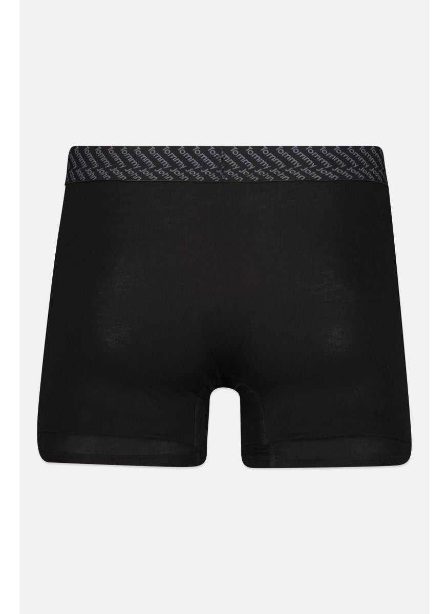 Tommy John - Men 2 Pieces 8 Inseam Brand Logo Boxer Beirfs, Black - Image 1