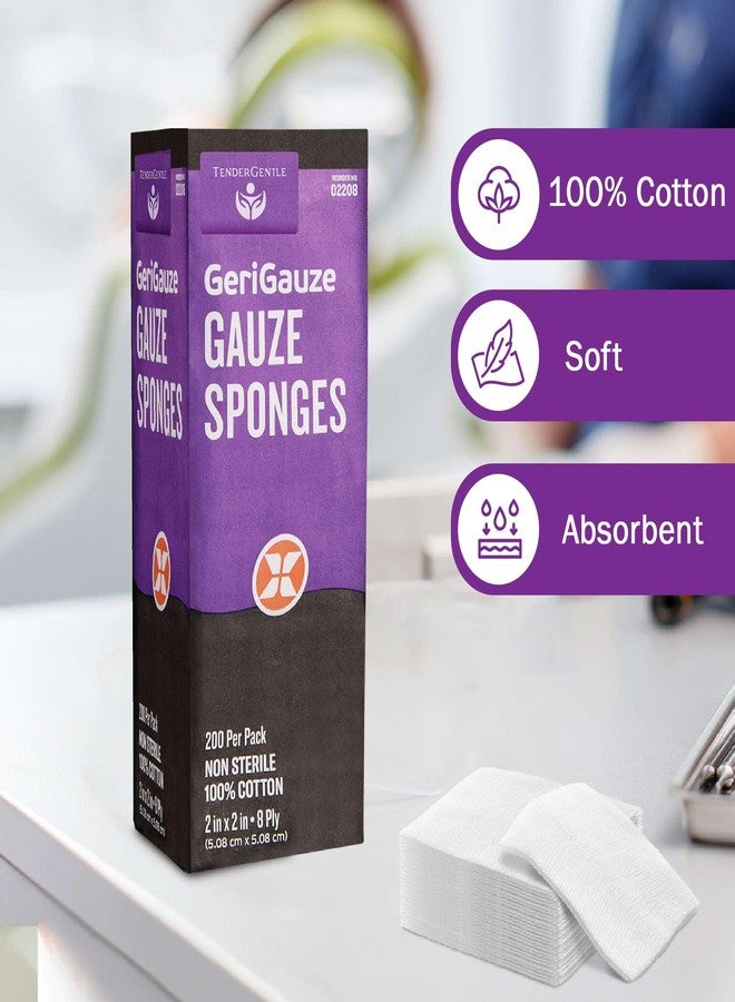 TenderGentle 2x2 Gauze Sponges Non Sterile - 200 Gauze Pads for Medical Facilities, Wound Care, and First Aid - 8 Ply Woven Pads - Image 3