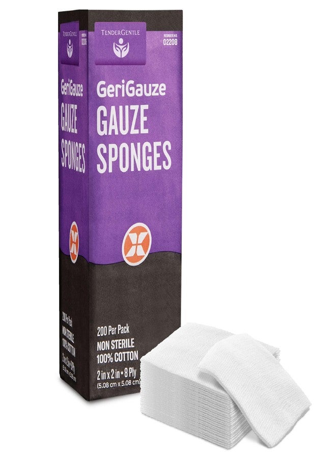 TenderGentle 2x2 Gauze Sponges Non Sterile - 200 Gauze Pads for Medical Facilities, Wound Care, and First Aid - 8 Ply Woven Pads - Image 1