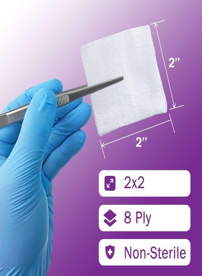 TenderGentle 2x2 Gauze Sponges Non Sterile - 200 Gauze Pads for Medical Facilities, Wound Care, and First Aid - 8 Ply Woven Pads - Image 2