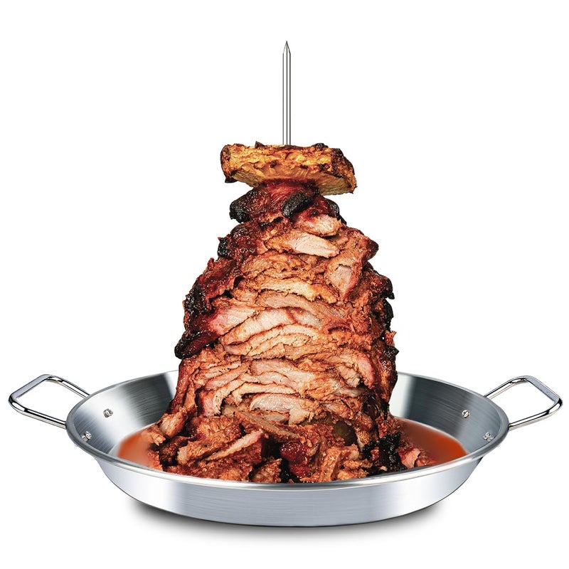 DOLAMOTY دولاموتي بان عمودي للشواء مع سيخ شاورما لفرن أل باستور سيخ للشواء إل باستور هاك للتاكو دجاج برازيلي من الفولاذ المقاوم للصدأ مع 810 و 12 سيخ