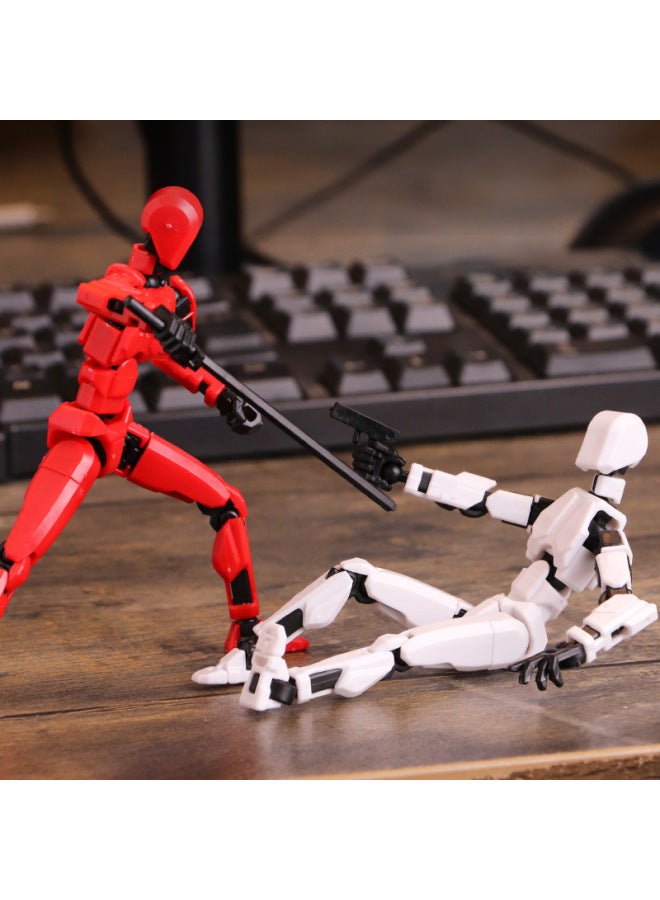 3rd Lucky DIY Doll 3D Printed Toy 13 Joints Movable Full Body Activity Stress Relief Toy Plastic Material From Guangdong-Color:Free Spelling Red And Black Joint Man  - Image 4
