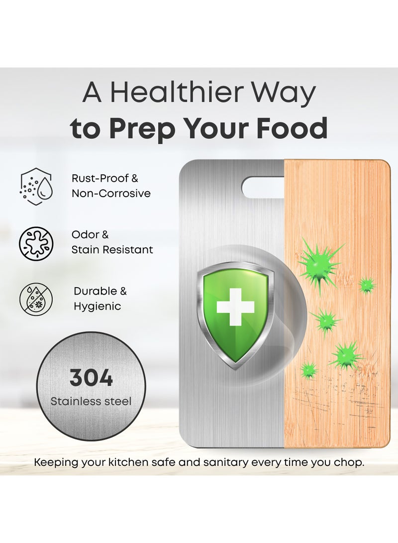 Nexso Stainless Steel Cutting Boards for Kitchen – Set of 2 | Food-Grade 304 Steel, Odor-Free, Dishwasher Safe, Rust-Resistant Chopping Boards for Meat, Vegetables & Dough (Large & Medium) - Image 4