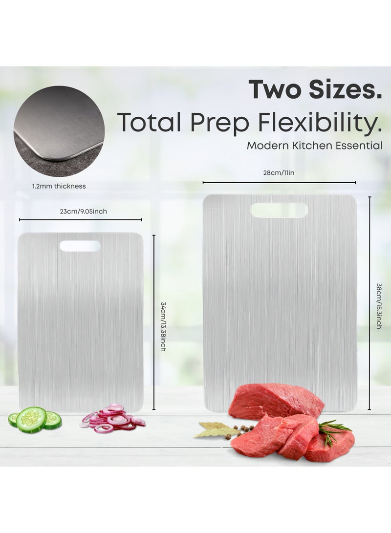 Nexso Stainless Steel Cutting Boards for Kitchen – Set of 2 | Food-Grade 304 Steel, Odor-Free, Dishwasher Safe, Rust-Resistant Chopping Boards for Meat, Vegetables & Dough (Large & Medium) - Image 5
