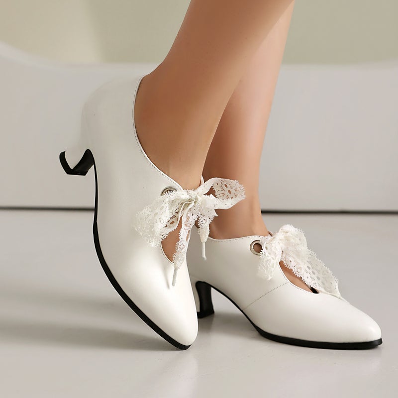 2025 Lazada Outer Single Fashion High Heeled 40-48 Plus Size Pointed Front Lace - Image 2