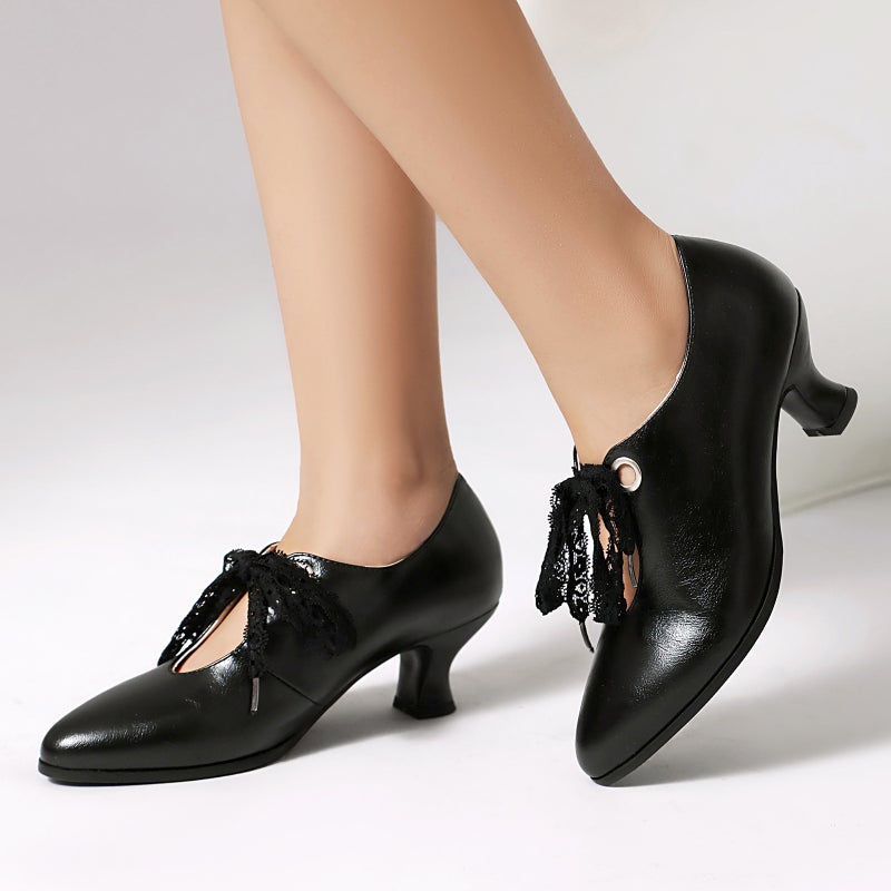 2025 Lazada Outer Single Fashion High Heeled 40-48 Plus Size Pointed Front Lace - Image 3