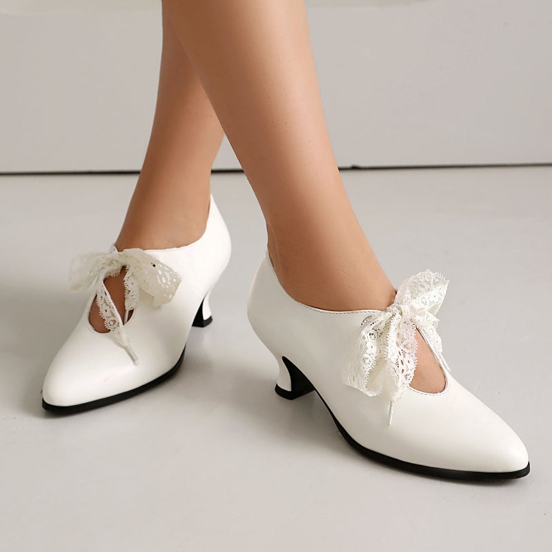 2025 Lazada Outer Single Fashion High Heeled 40-48 Plus Size Pointed Front Lace - Image 5